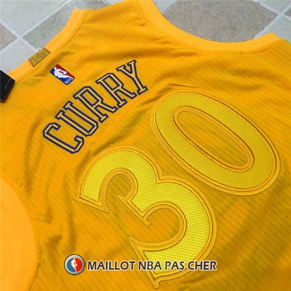 Maillot Authentique Golden State Warriors Curry 30 Jaune